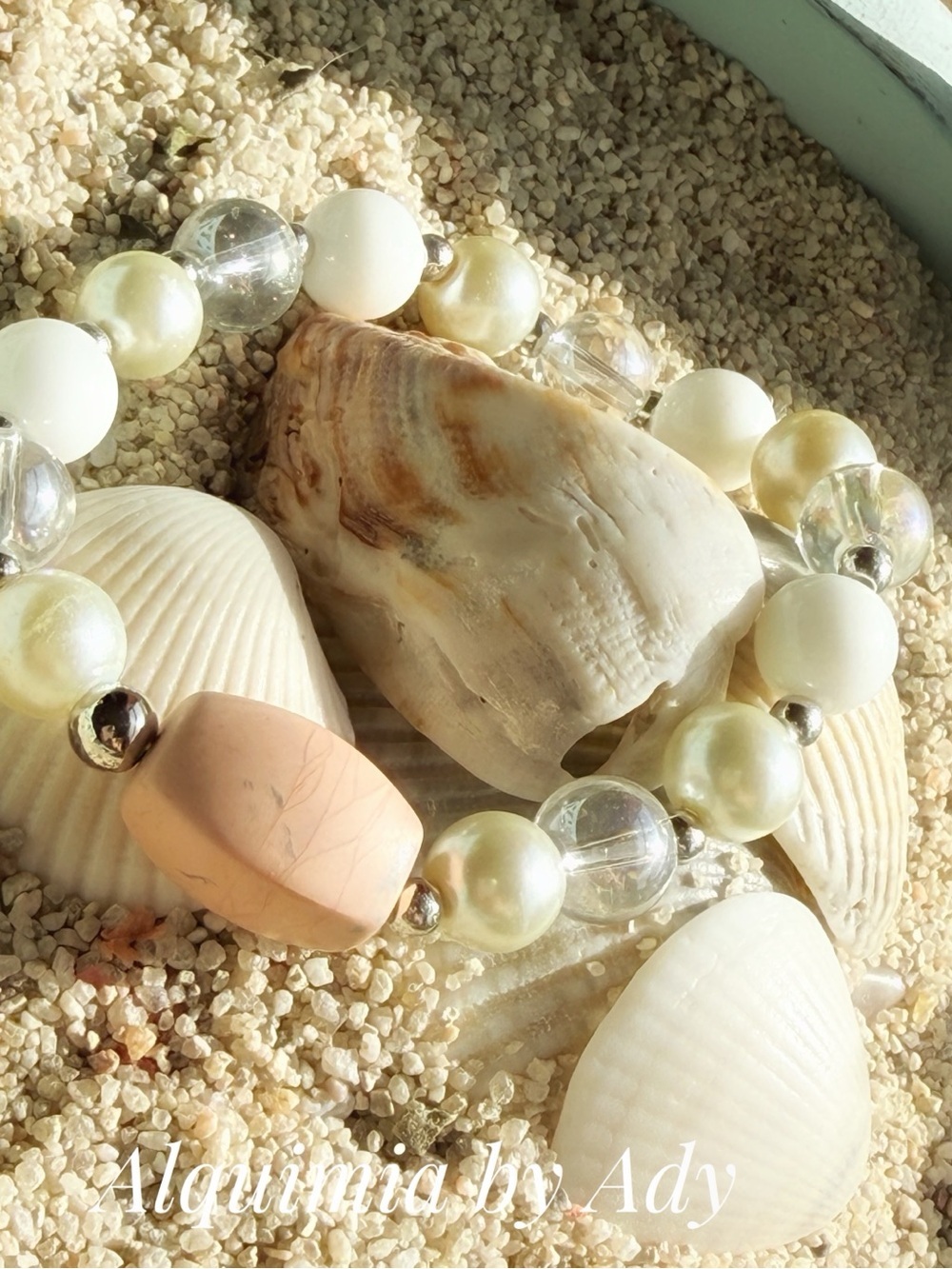 Summer + white jade and quartz Beaded Bracelet